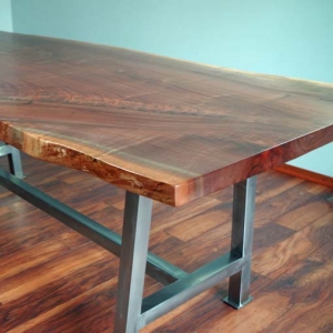 Live Edge Walnut Dining Table with Brushed Metal Base