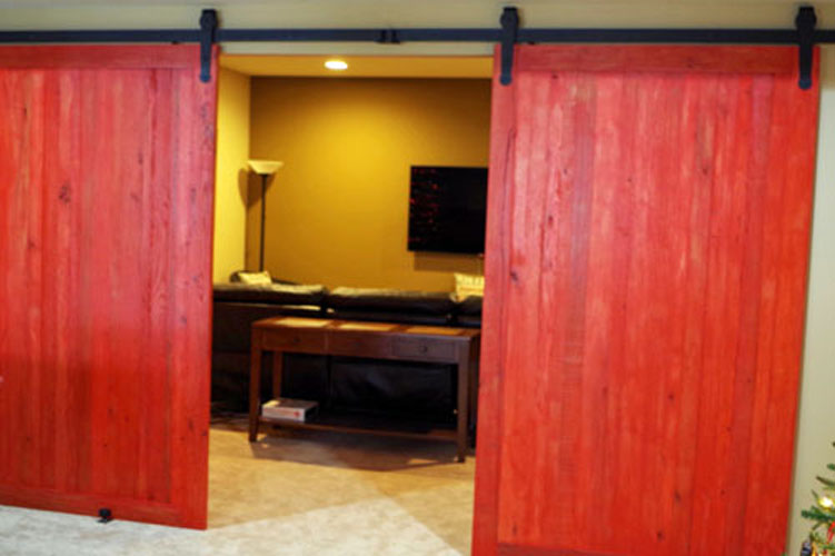 Custom Stained Solid Oak Interior Sliding Barn Doors