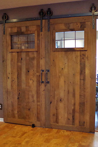 Custom Rustic Natural Barn Doors with Windows
