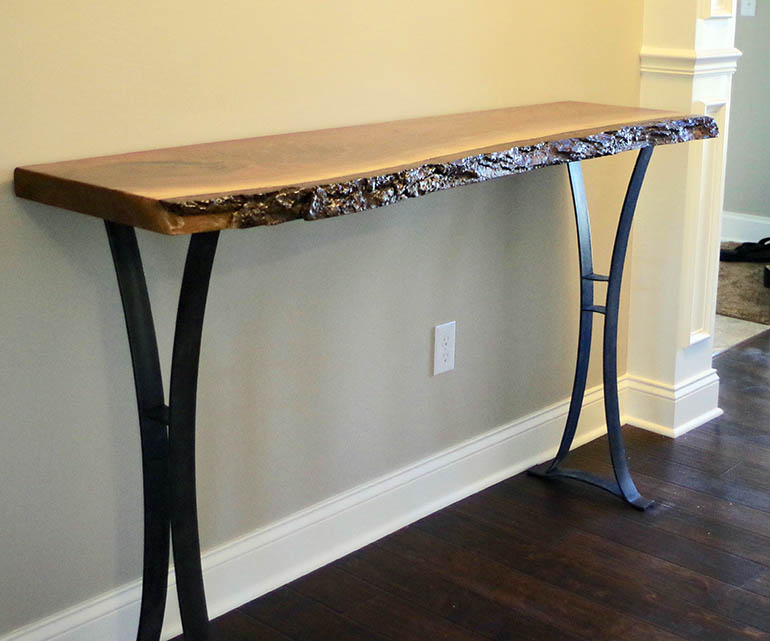 Live Edge Walnut Entry Table | Chagrin Valley Custom Furniture