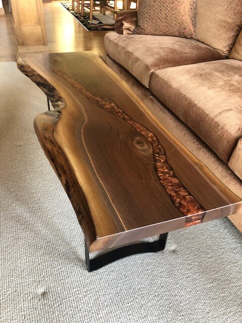 Live Edge Walnut Coffee Table with River for Joe'l
