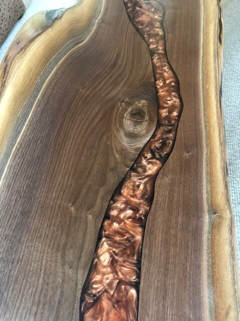 Live Edge Walnut Coffee Table with River for Joe’l