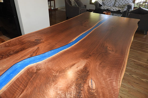 Live Edge Epoxy Resin Table With Blue River