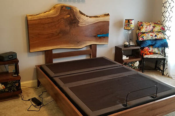 Live Edge Walnut Headboard With Epoxy Resin