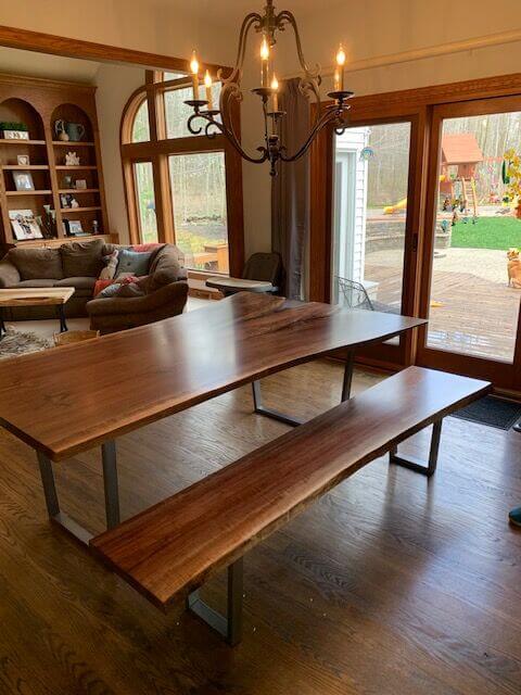 Live Edge Epoxy Resin Table With Bench