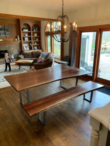 Live Edge Epoxy Resin Table With Bench