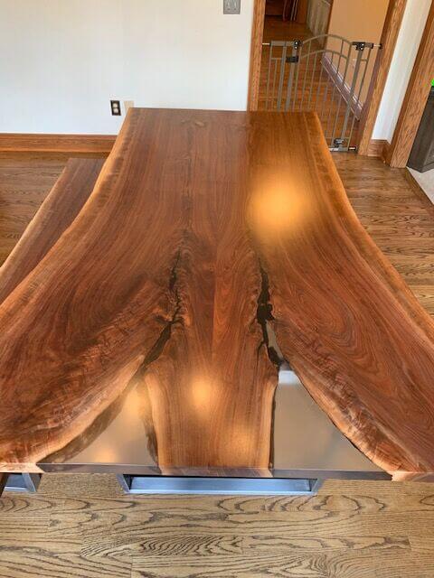 Live Edge Epoxy Resin Table With Bench