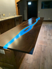 Live Edge Walnut River Table With LED Lights