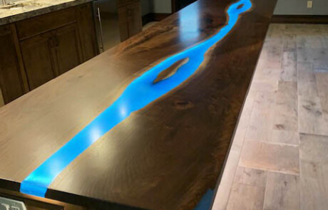 Live Edge Walnut River Table With LED Lights
