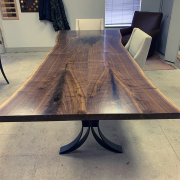 Walnut Dining Table With Red Epoxy Resin