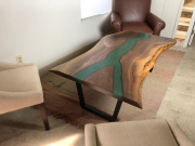 Live Edge Walnut Coffee Table With Green Epoxy Resin