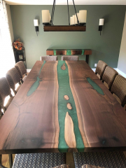 Live Edge Walnut Green River Table And Matching Credenza