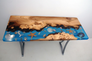 Seashell Ocean Style Coffee Tables For Sale [Epoxy Resin & Live Edge]