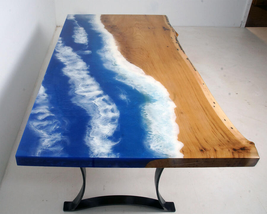 Epoxy Resin "Moving Ocean" Coffee Table $1,000+ [Incredible Ocean Table]