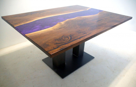 Custom Made Purple Epoxy Resin River Table Sold Online By Chagrin Valley Custom Furniture In 2020 [Live Edge Wood Slab]