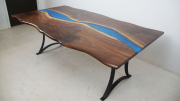 Live Edge Walnut Conference Table With Blue River
