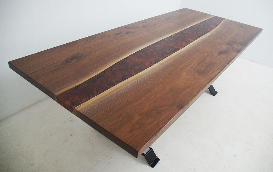 Custom Built Live Edge Black Walnut Dining Room Table With Copper And Black Epoxy Resin River $6,800+ | Sold Online At The CVCF River Table Online Store In 2020 | It Was Shipped To The Customer Safely