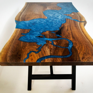 Epoxy Resin River Table With CNC Image Of Chesapeake Bay