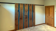 Walnut River Barn Doors With Blue Resin River