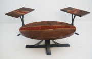 Walnut River Coffee Table And Side Table Set With Copper & Red Resin