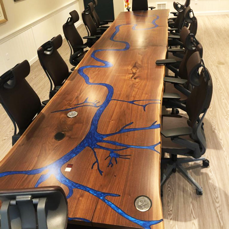 Mississippi River CNC Carved Epoxy Conference Table for River Pilots