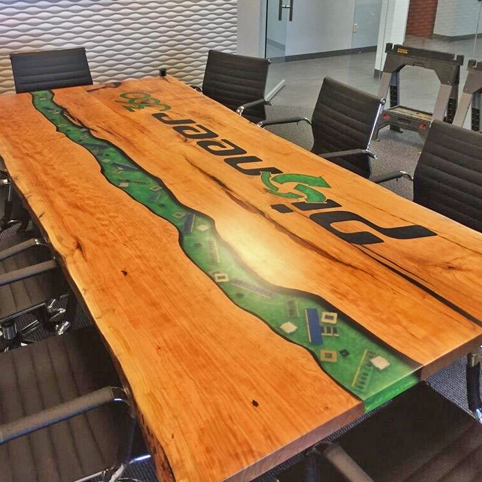 CNC Engraved Logo On River Conference Table