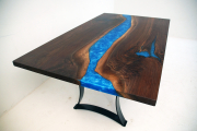 Walnut Dining Room Table With Caribbean Blue Resin