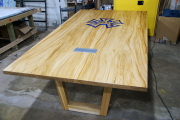 Elm Conference Table With Epoxy Resin Filled CNC Logo