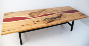 CNC Engraved Hickory Red Epoxy Resin River Conference Table