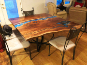 Live Edge Walnut Blue River Table With Embedded Seashells