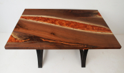 Dining River Table With Orange Resin