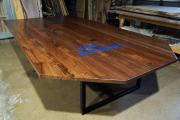 Walnut Plank Conference Table With CNC Logo